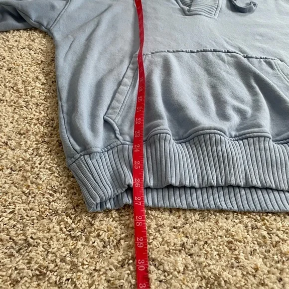 Aerie Soft Blue Knit Hoodie V-Neck Oversized - Picture 10 of 11